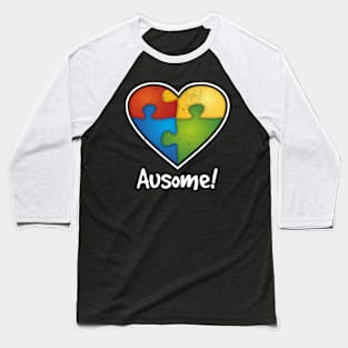 Ausome Jigsaw Heart Autism Pride Baseball T-Shirt